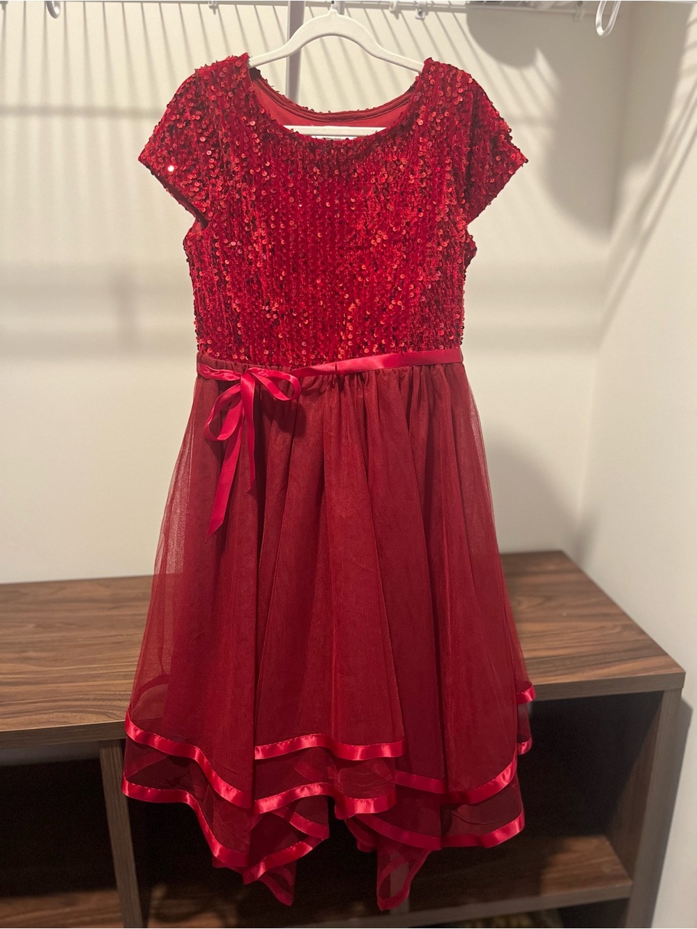 Speechless Kids Red Sequin & Tulle Dress 10-12 girls